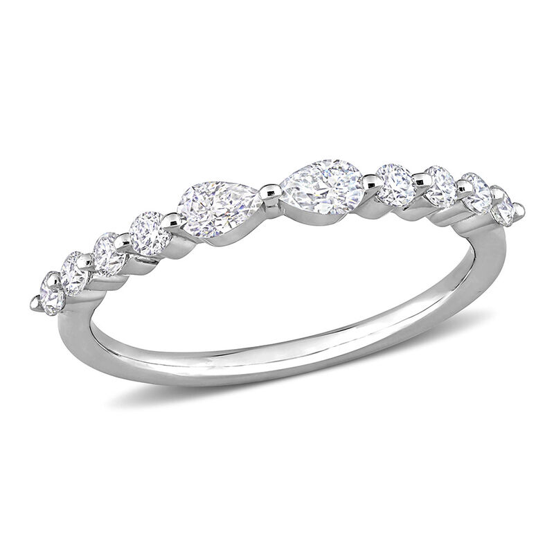 Pear-Shaped Moissanite Stacking Ring in Sterling Silver &#40;2/5 ct. tw.&#41;