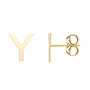 Initial Stud Earrings Letter &ldquo;Y&rdquo; in 14K Yellow Gold