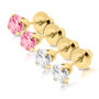 Children&#39;s Pink &amp; White Cubic Zirconia Stud Earring Set in 14K Yellow Gold