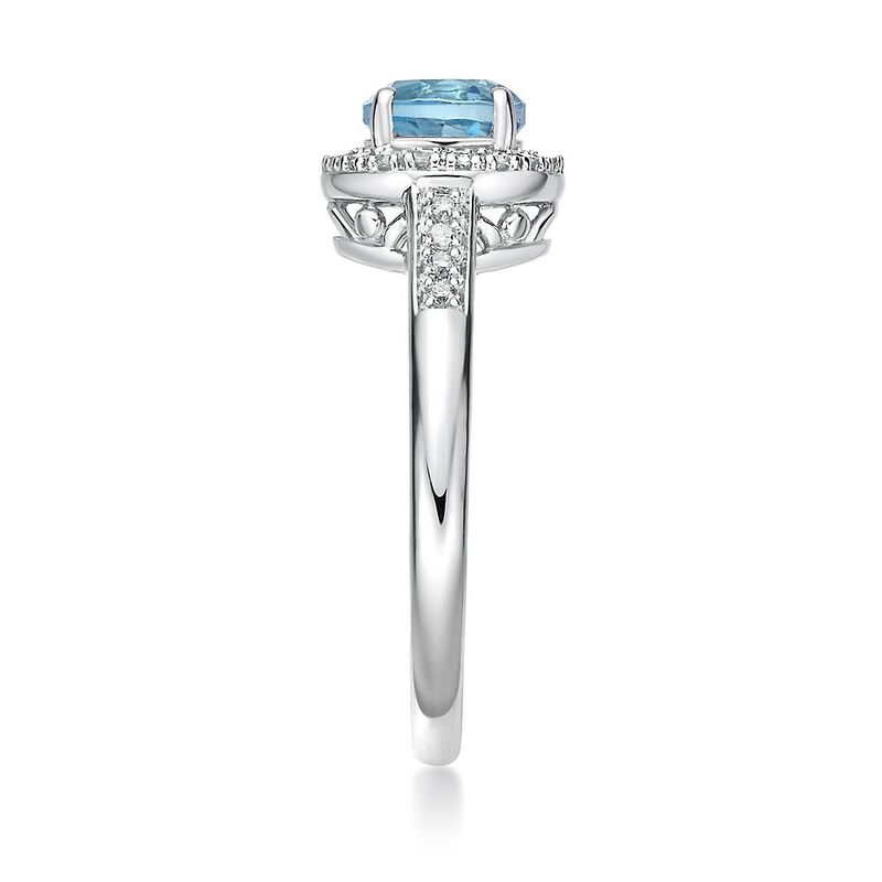 Swiss Blue Topaz &amp; 1/8 ct. tw. Diamond Ring in Sterling Silver