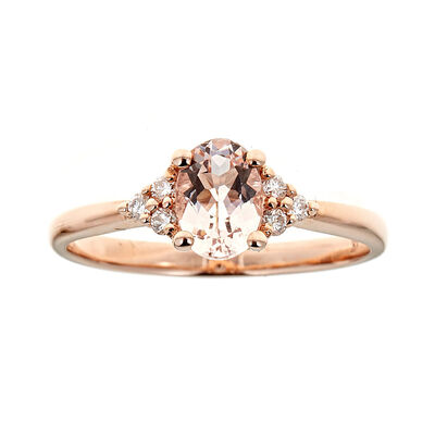 Morganite & 1/10 ct. tw. Diamond Ring in 10K Rose Gold