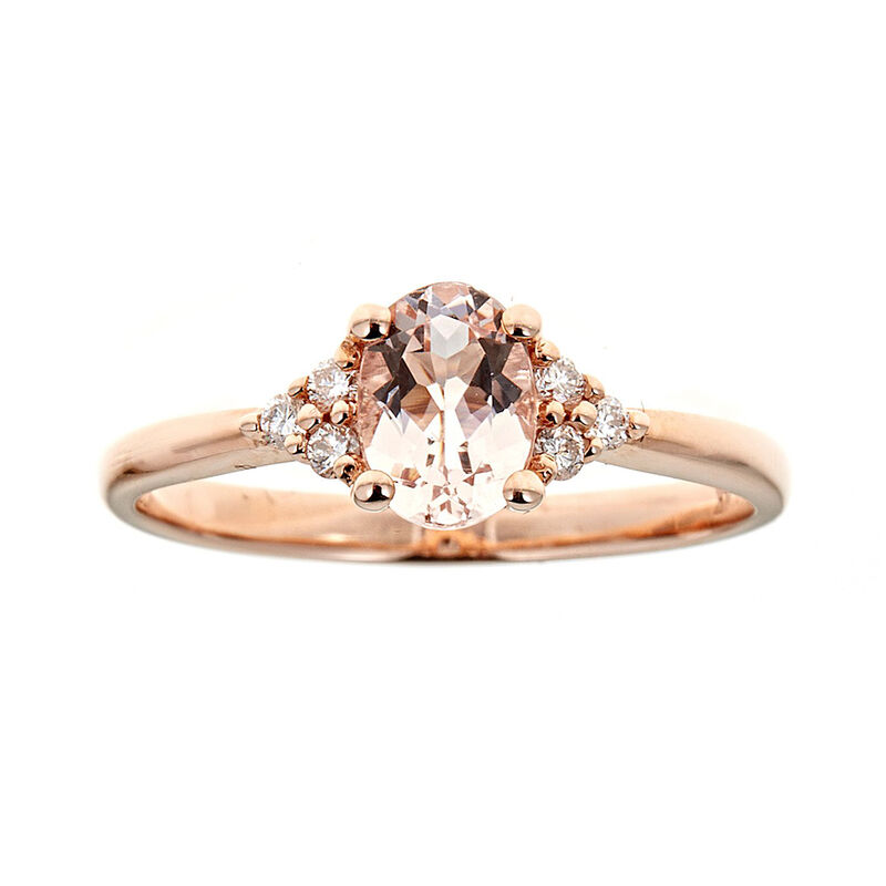 Morganite & 1/10 ct. tw. Diamond Ring in 10K Rose Gold | Helzberg