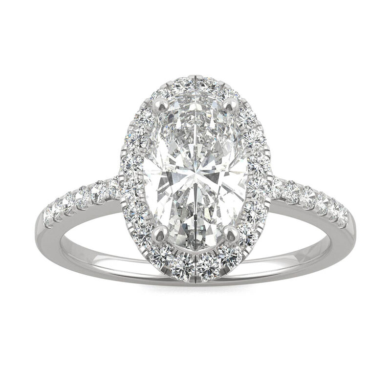 Moissanite Oval Halo Ring in 14K White Gold &#40;2 5/8 ct. tw.&#41;