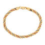 Tri-Tone Twisted Rope Chain Bracelet in 10K White, Rose and Yellow Gold
