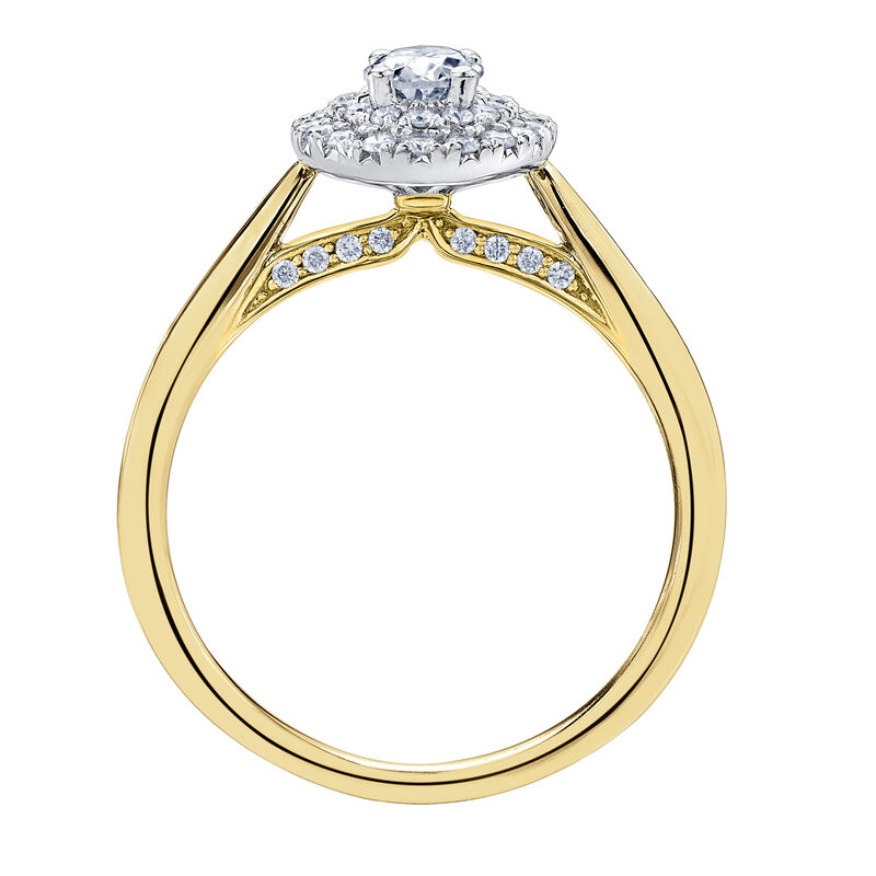 Oval-Shaped Double Halo Engagement Ring in 14K Yellow Gold &#40;1/2 ct. tw.&#41;