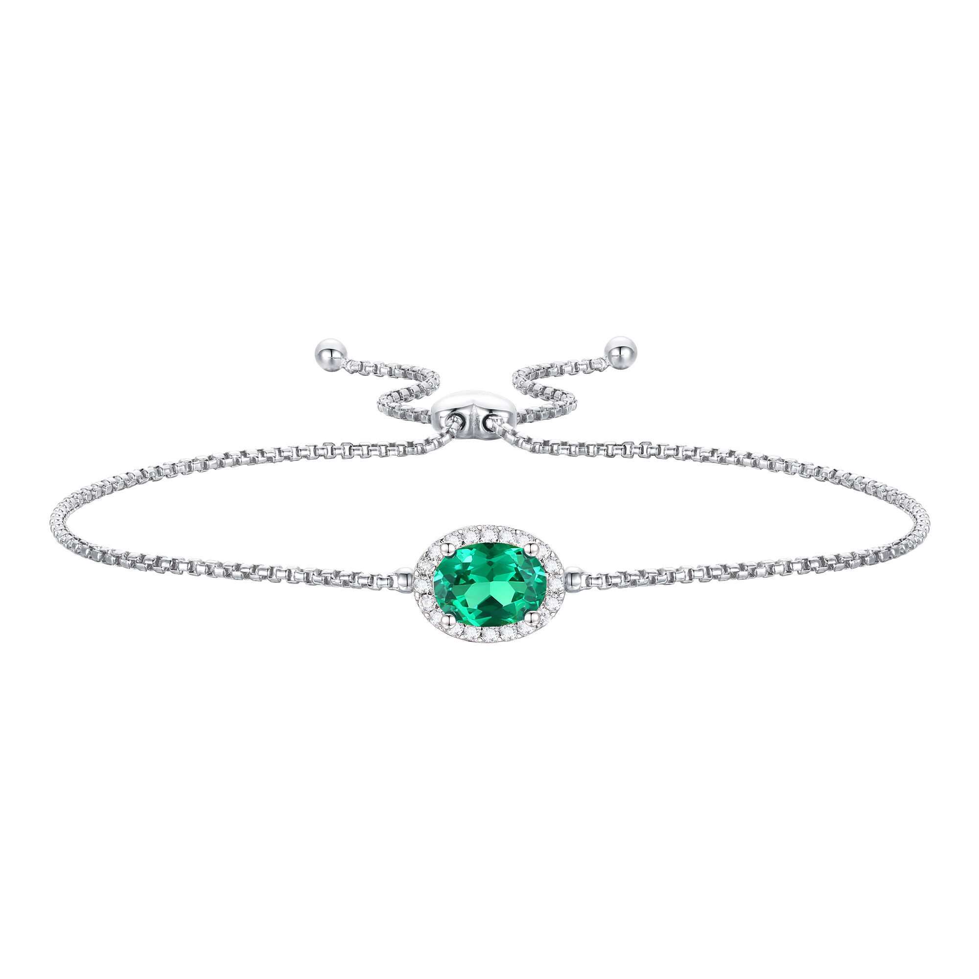 Irish Celtic Trinity Knot Bracelet with Green Cubic Zirconia Beads