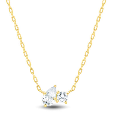 Lab Grown Diamond Toi et Moi Necklace in 10K Yellow Gold (1/3 ct. tw.)