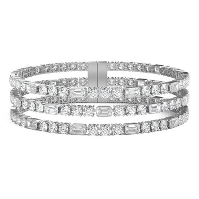 Diamond Cuff Bracelet in 18K White Gold, 7” (23 ct. tw.)