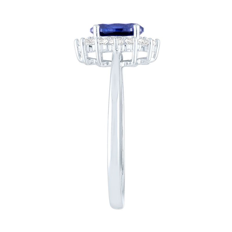 Lab Created Blue &amp; White Sapphire Ring in 10K White Gold