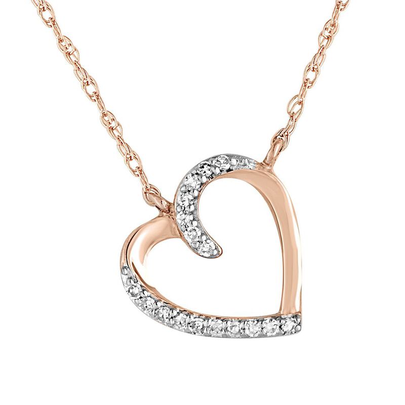 Diamond Heart Pendant in 10K Rose Gold