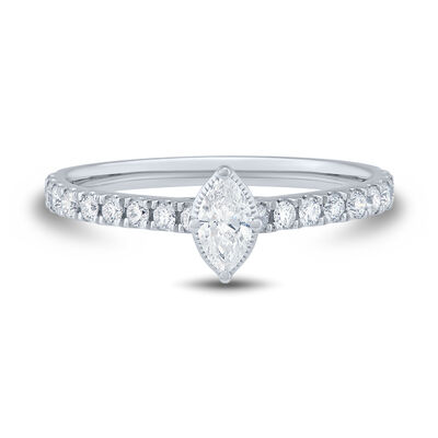 Marquise Diamond Engagement Ring in 10K White Gold (1/5 ct. tw.)