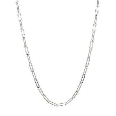 Paperclip Chain Necklace in Sterling Silver, 4.5mm, 18