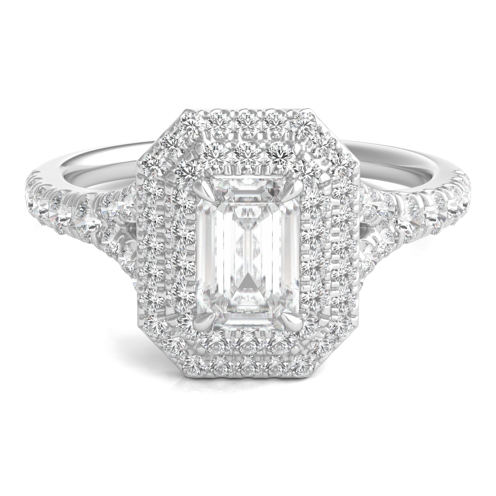 Emerald Cut Engagement Ring, 3 Stone Emerald Cut Diamond Ring, 3.2 ct –  Kingofjewelry.com