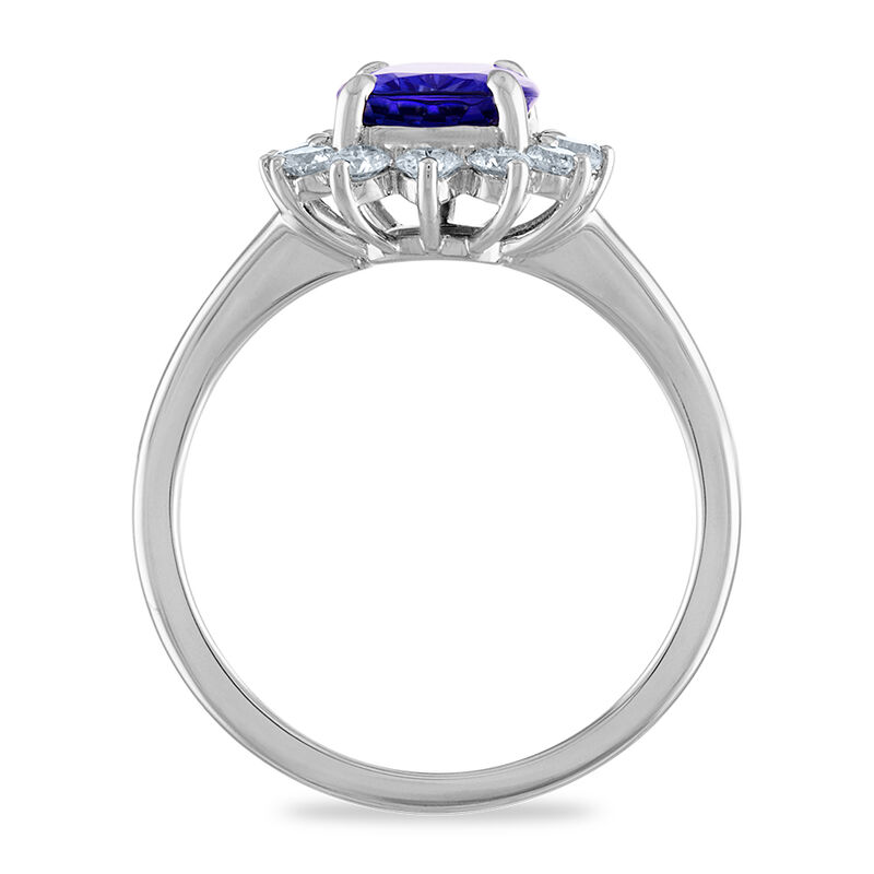 Cushion-Shaped Tanzanite &amp; Diamond Halo Ring in 14K White Gold &#40;5/8 ct. tw.&#41;