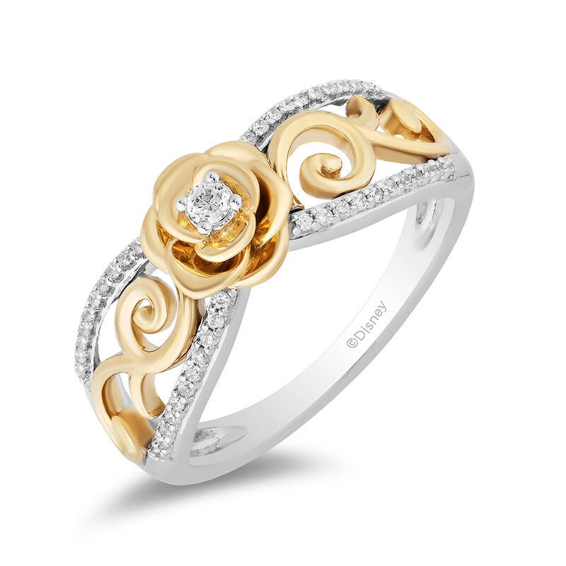 Belle 30th-Anniversary Diamond Rose Ring in Sterling Silver &amp; 10K Yellow Gold &#40;1/8 ct. tw.&#41;
