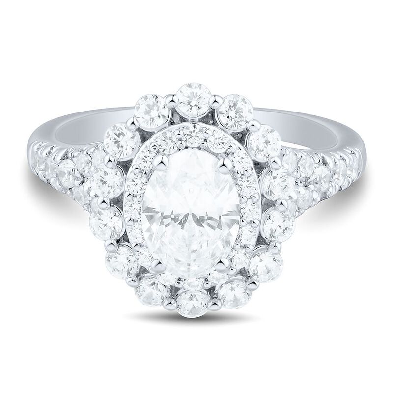 2 ct. Tw. Lab Grown Diamond Double-Halo Engagement Ring | 14K White Gold | Size 6.5 | Light Heart