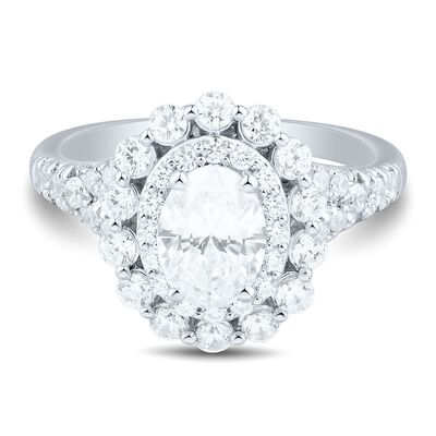 lab grown diamond double-halo engagement ring in 14k white gold (2 ct. tw.)