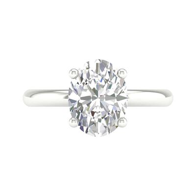 Lab Grown Diamond Oval Solitaire Engagement Ring in 14K White Gold (3 ct.)