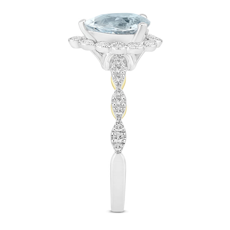 Tallulah Aquamarine &amp; Diamond Engagement Ring In 14K White and Yellow Gold &#40;1/5 ct. tw.&#41;