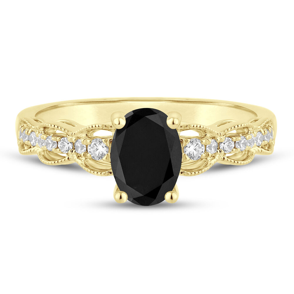 Bleecker and Prince Triple Black Diamond Ring in 14K Yellow Gold
