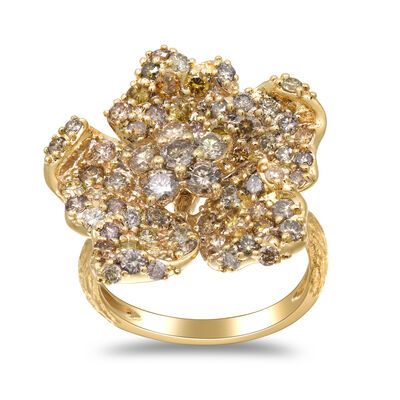 Diamond Flower Ring in 14K Yellow Gold (2 5/8 ct. tw.) 