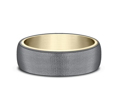 Men's Wedding Band with 14K Yellow Gold Inlay in Tantalum, 6.5mm