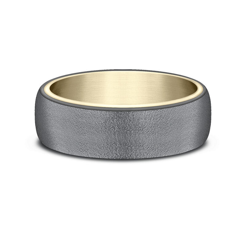 Men&#39;s Wedding Band with 14K Yellow Gold Inlay in Tantalum, 6.5mm