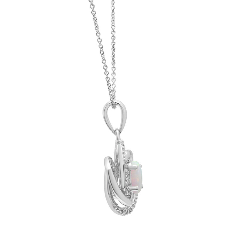 Lab-Created Opal Pendant with Diamond Accents in Sterling Silver  