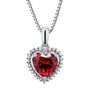 Lab Created Ruby &amp; Diamond Heart Pendant in Sterling Silver