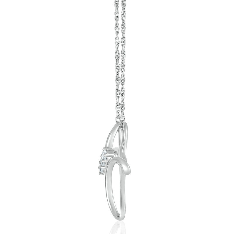 Diamond Cross Pendant with Three-Stone Design in 10K White Gold &#40;1/8 ct. tw.&#41;