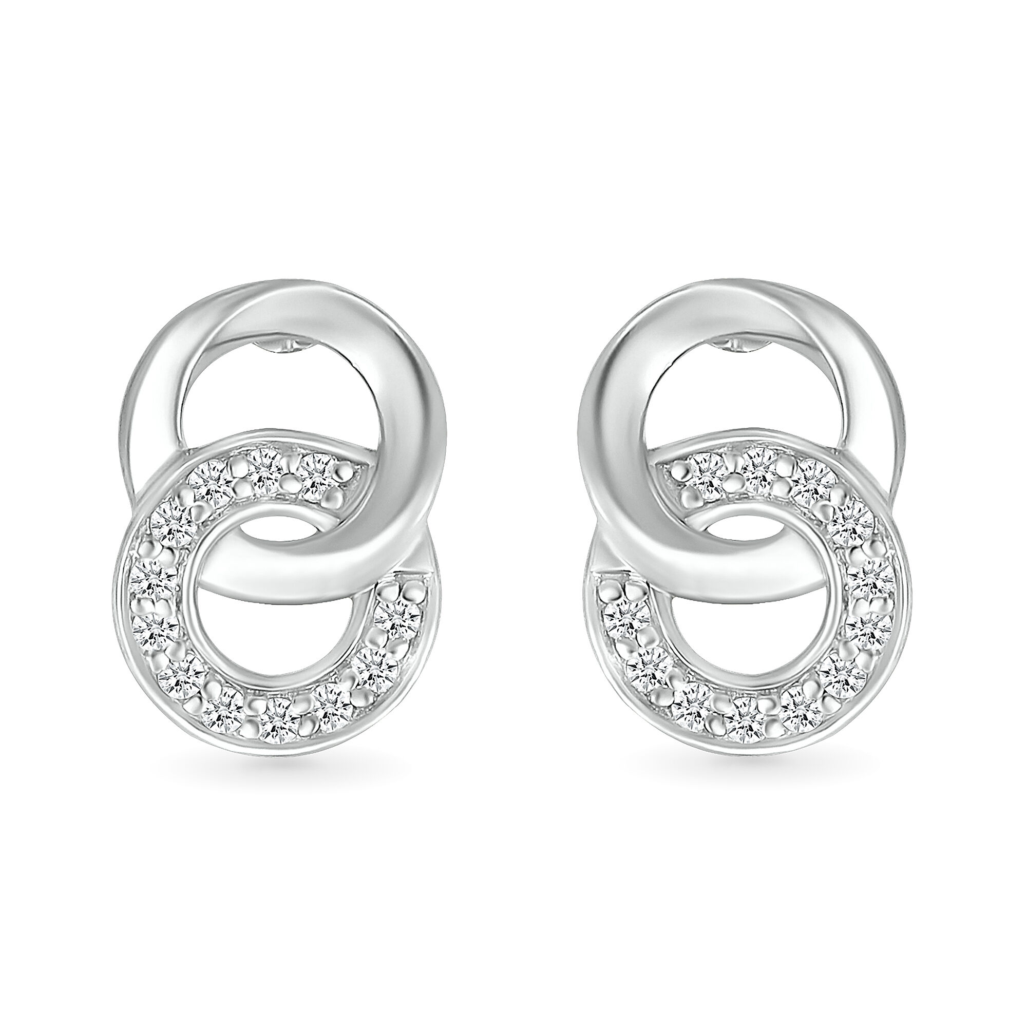 Diamond Connection Chain Link Earrings in Sterling Silver &#40;1/10 ct. tw.&#41;
