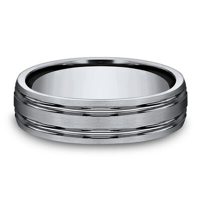 Men's Grooved Band in Titanium, 6MM