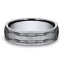 Men&#39;s Grooved Band in Titanium, 6MM