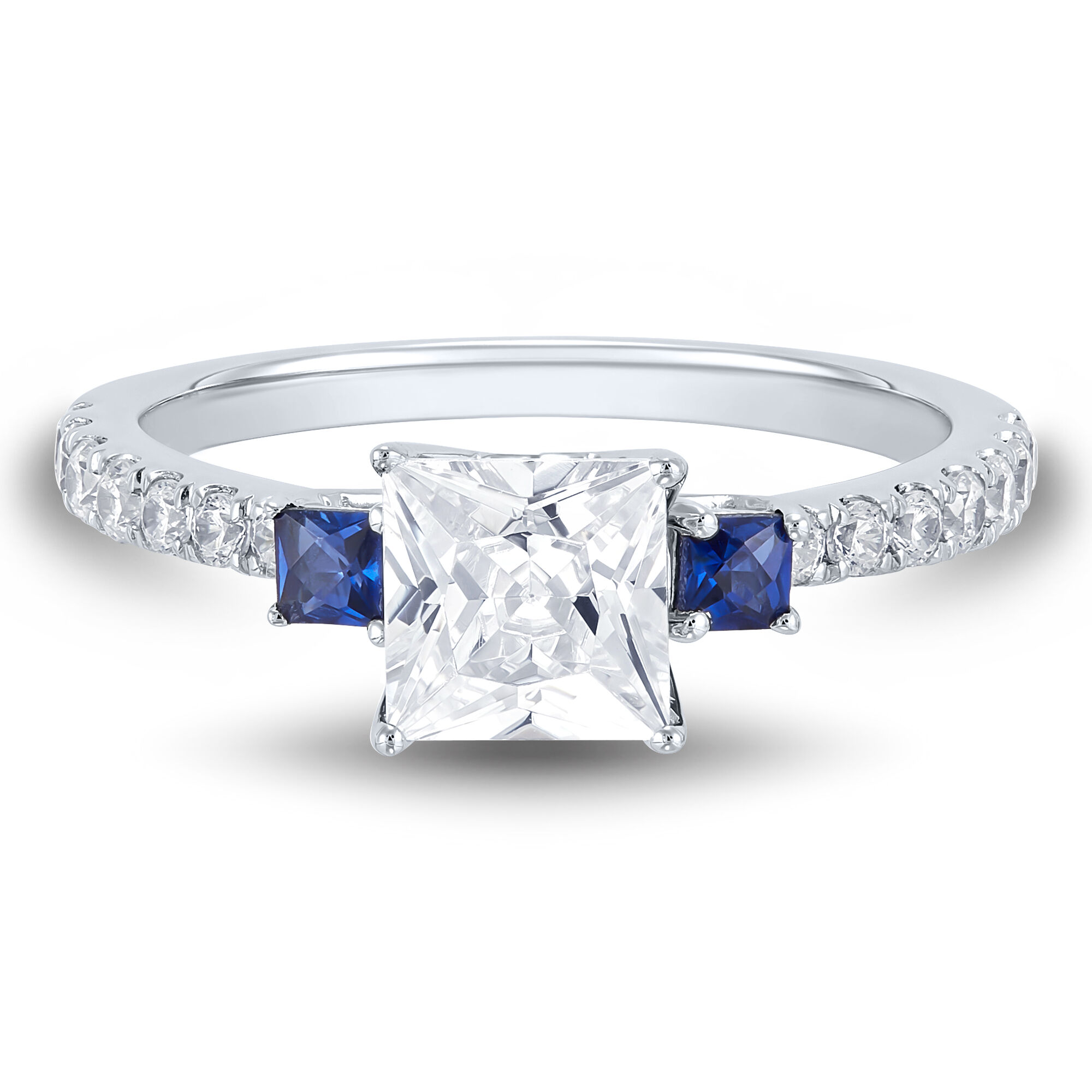 Natural Ceylon Sapphire Rings with Channel Set Princess Cut Ceylon Sapphires  (GR-5648)