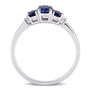 Oval Three-Stone Blue Sapphire Ring in 10K White Gold