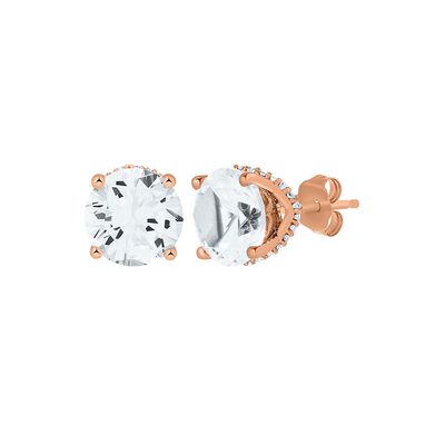 Lab Created White Sapphire Stud Earrings in 10K Rose Gold