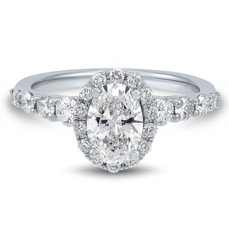 Lab Grown Diamond Oval Engagement Ring in 14K White Gold &#40;1 3/4 ct. tw.&#41;