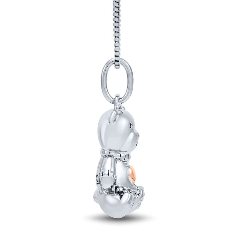 Teddy Bear Pendant with Diamond Accents in Sterling Silver &amp; 14K Rose Gold
