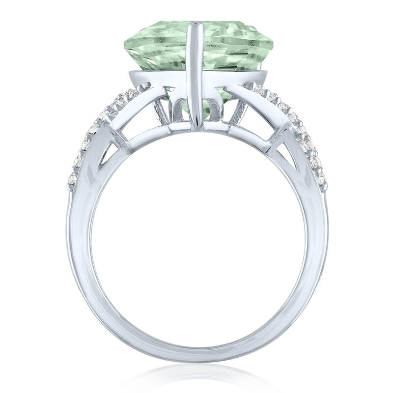 Green Amethyst and Lab-Created White Sapphire Cocktail Ring in Sterling Silver