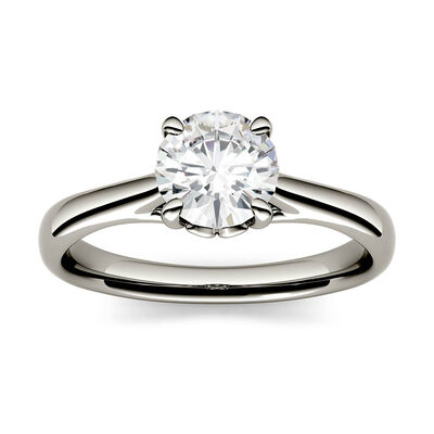 Round Moissanite Solitaire Ring in 14K White Gold (1 ct.)