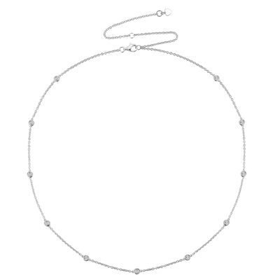 Diamond Bezel-Set Necklace in Sterling Silver (1/10 ct. tw.)