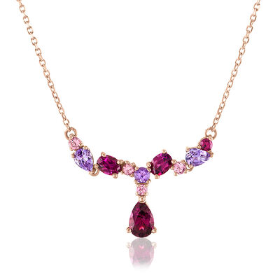 Multi-Gemstone Necklace in 10K Rose Gold