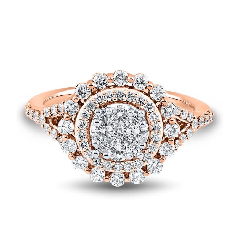1 ct. tw. Diamond Double Halo Composite Ring in 14K Rose Gold