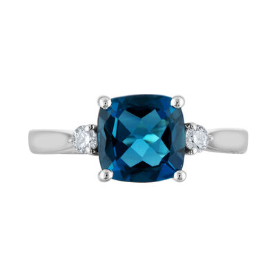 London Blue Topaz & 1/10 ct. tw. Diamond Ring in 10K White Gold