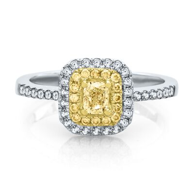 3/4 ct. tw. Yellow & White Diamond Ring in 14K White & Yellow Gold