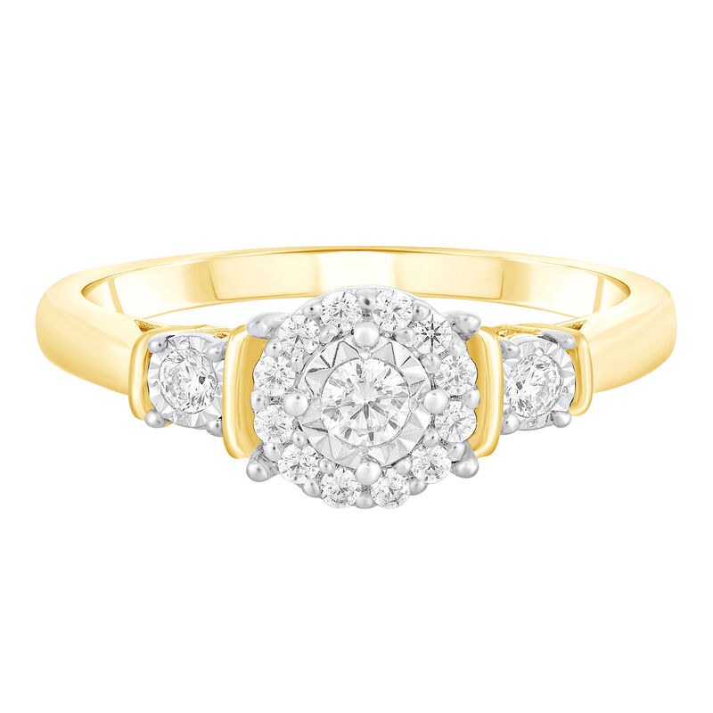 Diamond Three-Stone Halo Engagement Ring in 10K Gold &#40;1/4 ct. tw.&#41;