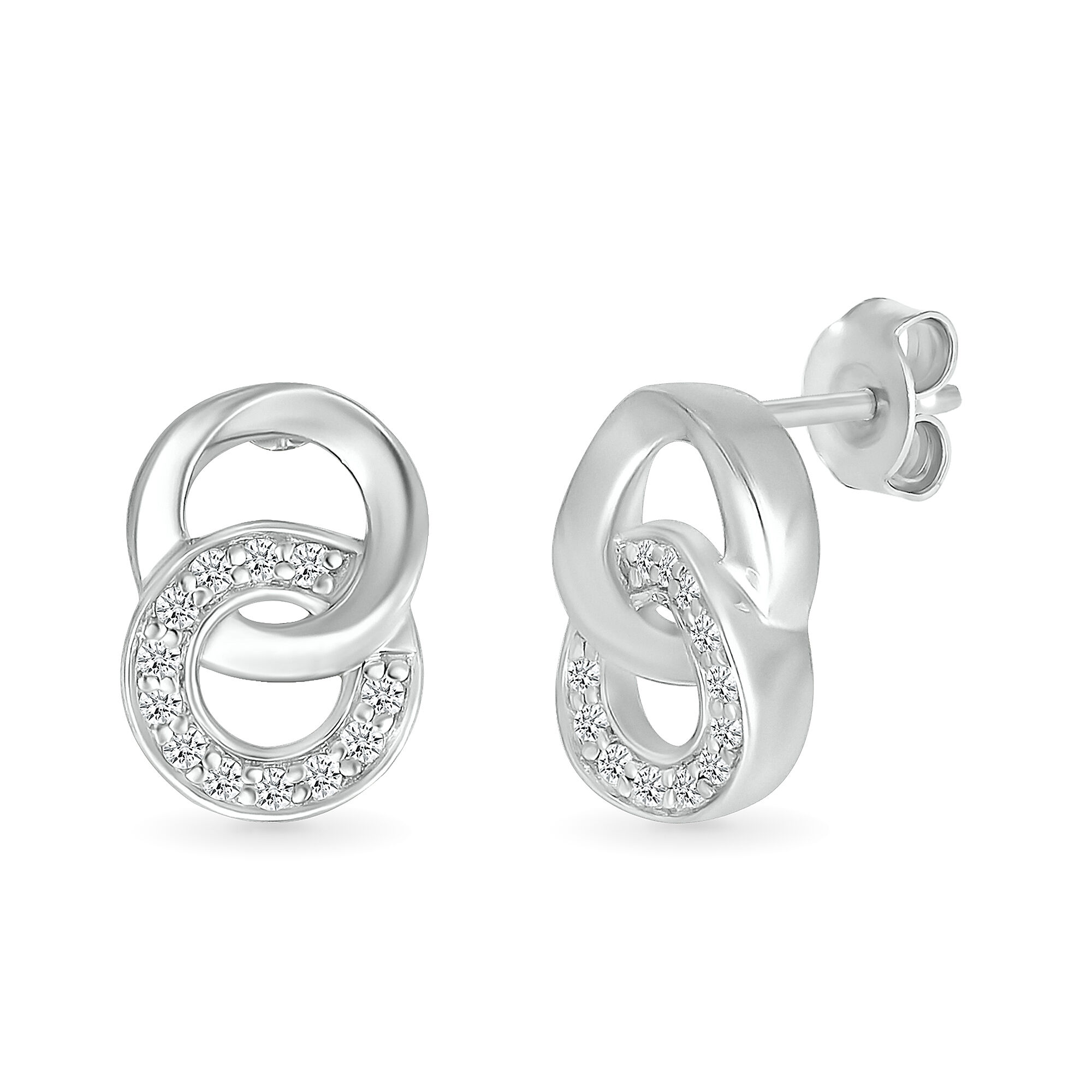 Diamond Connection Chain Link Earrings in Sterling Silver &#40;1/10 ct. tw.&#41;