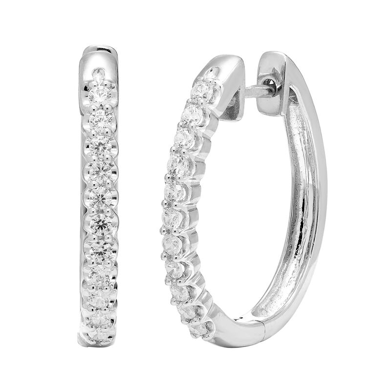Diamond Hoop Earrings in 10K White Gold &#40;3/8 ct. tw.&#41;