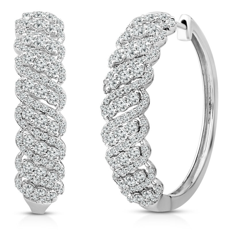Diamond Hoop Earrings in 10K White Gold &#40;2 ct. tw.&#41;