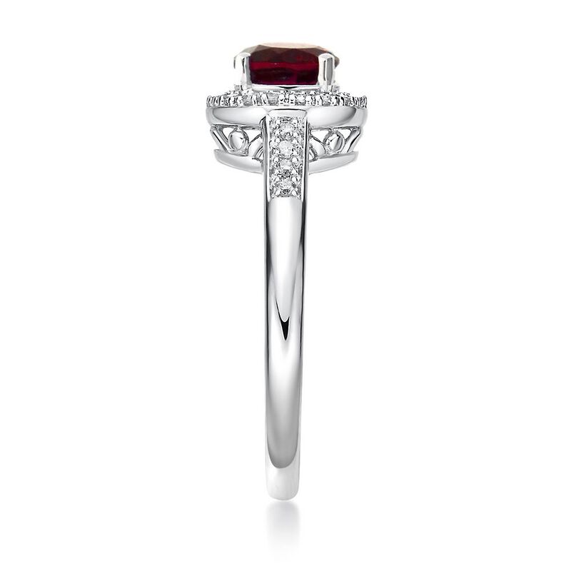 Lab Created Ruby &amp; 1/8 ct. tw. Diamond Ring in Sterling Silver
